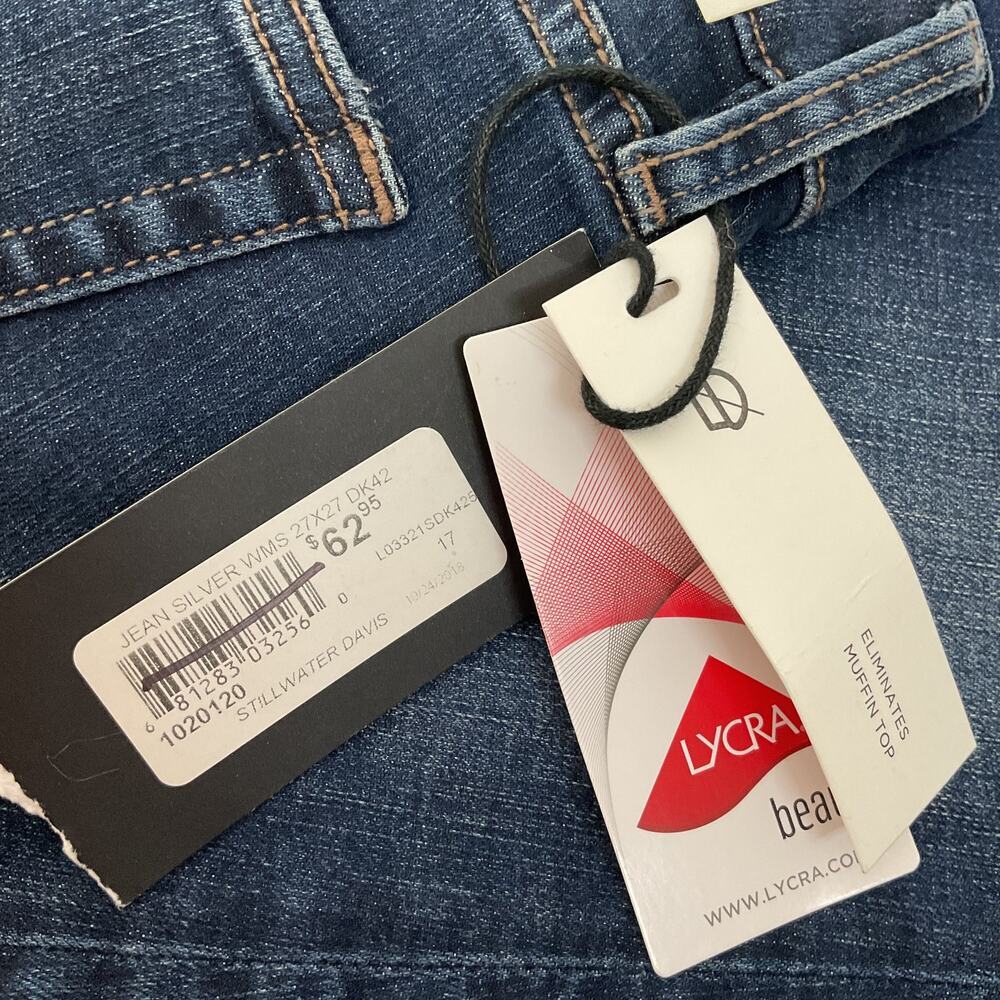 Silver Jeans Co. Elyse Curvy Mid Rise Slim Cuffed Crop Jeans Dark Wash Size 27 - Picture 10 of 11